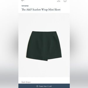 Abercrombie Scarlett Mini Wrap Skort Dark Green XL